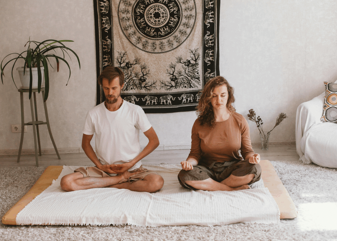 People engaging in breathwork